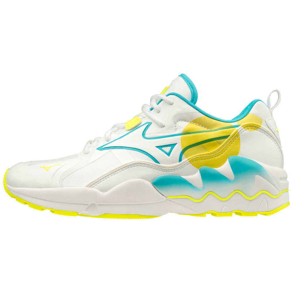 Tênis Mizuno Wave Rider 1 Shape of Time - Homem - Branco/Amarelas - NEIGW6143